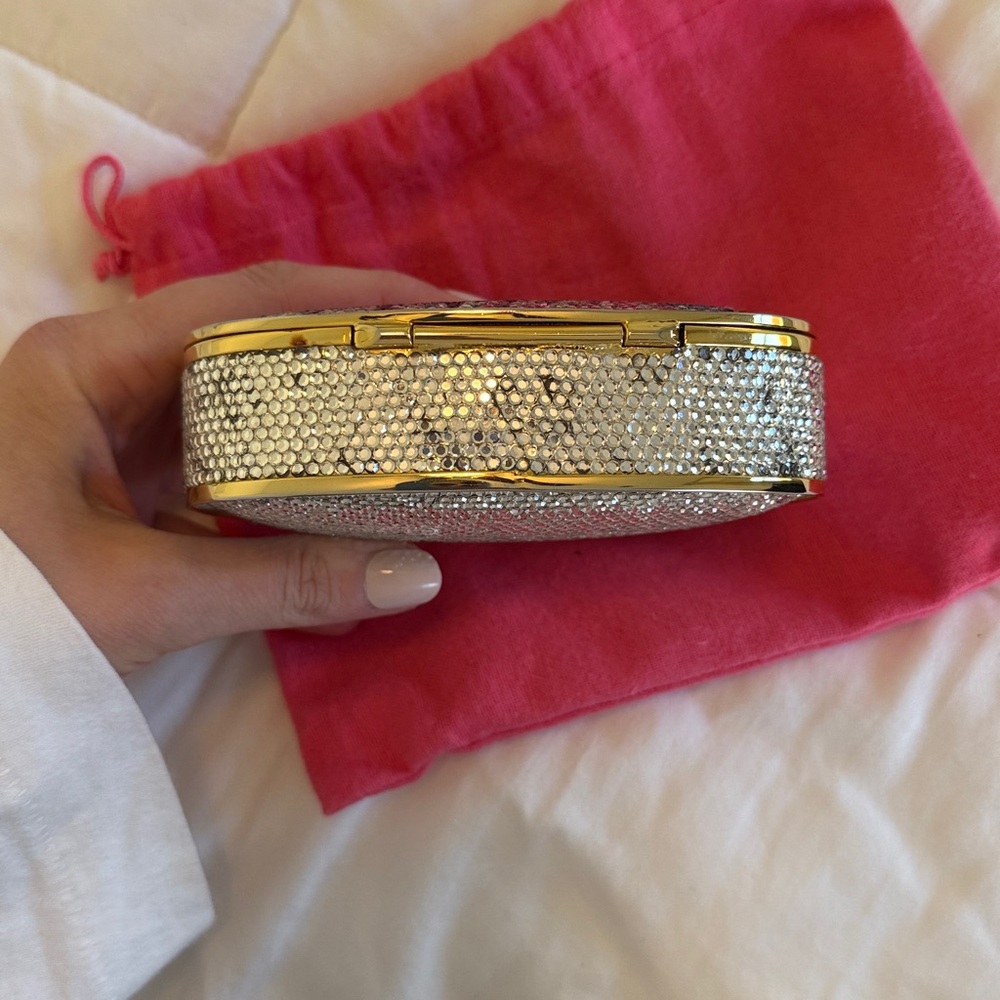 Judith Leiber Multicolor Crystal Floral Minaudière with Gold Frame - Picture 5 of 5